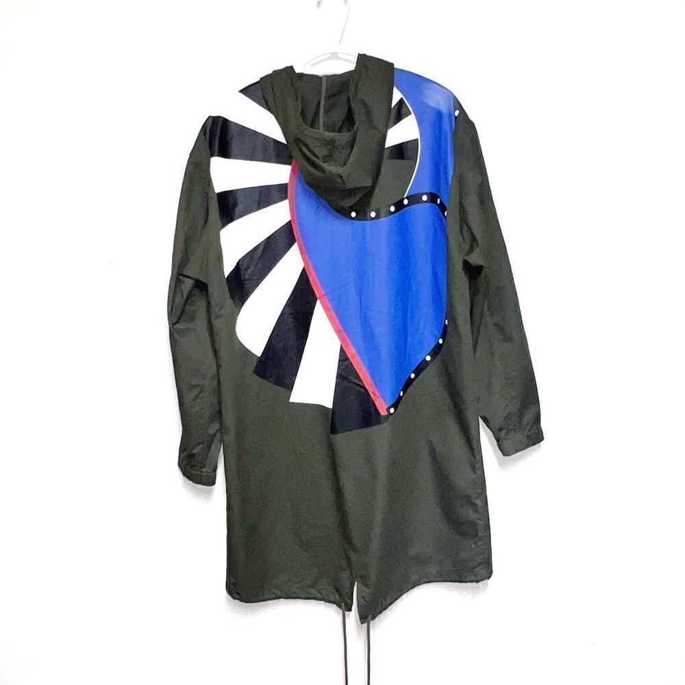 NWOT C&A European Military Inspired Graphic Trench Coat Unisex Mens M Womens XL